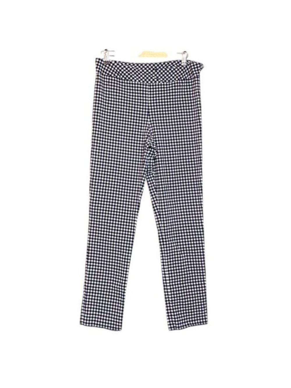 Melissa Paige Women's Black & White Buffalo Check Stretch Crop Pants Pull-On  Fl